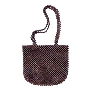 Vintage Handmade Wooden Bead Boho Hippie Purse